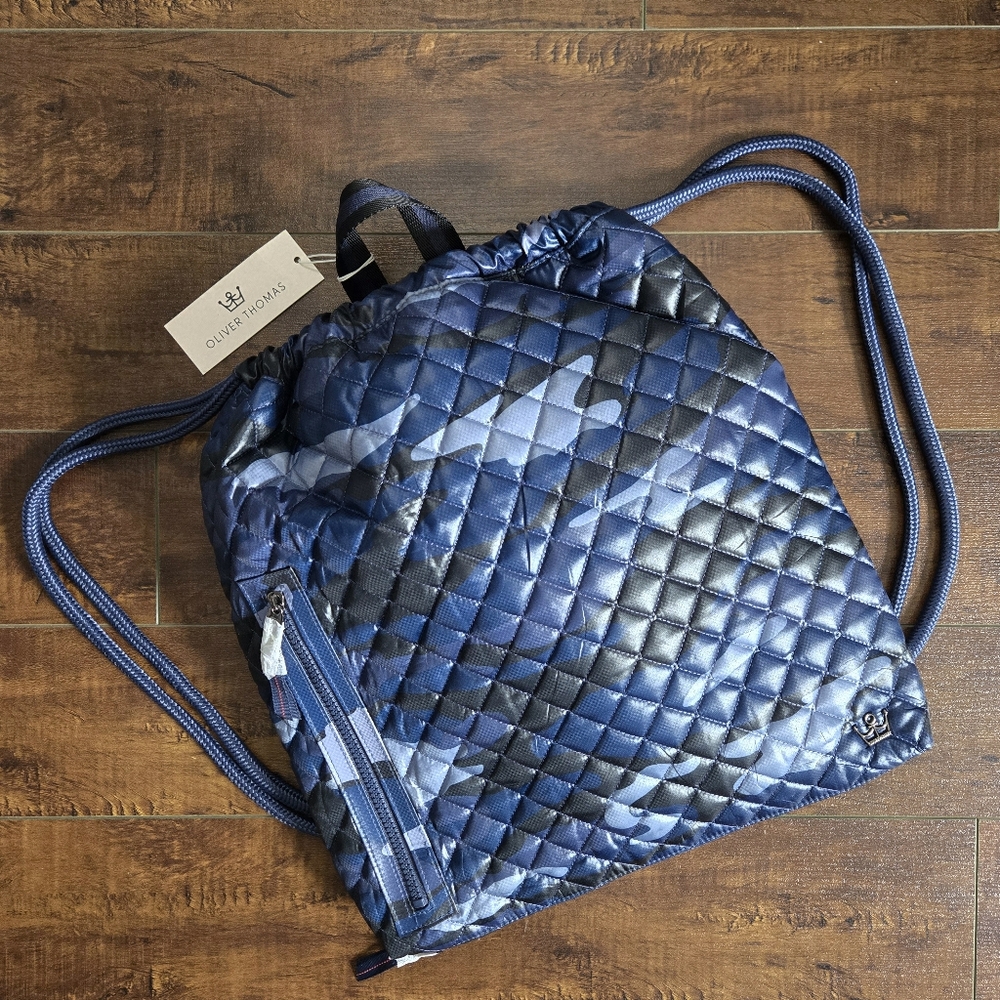 Oliver Thomas In A Cinch Quilted Blue Camo Tennis Backpack